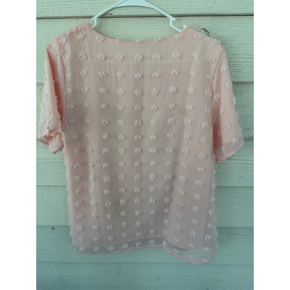 Blooming Lily Blush Pink Swiss Dot Sheer Blouse Medium Feminine Textured Top - Picture 8 of 8